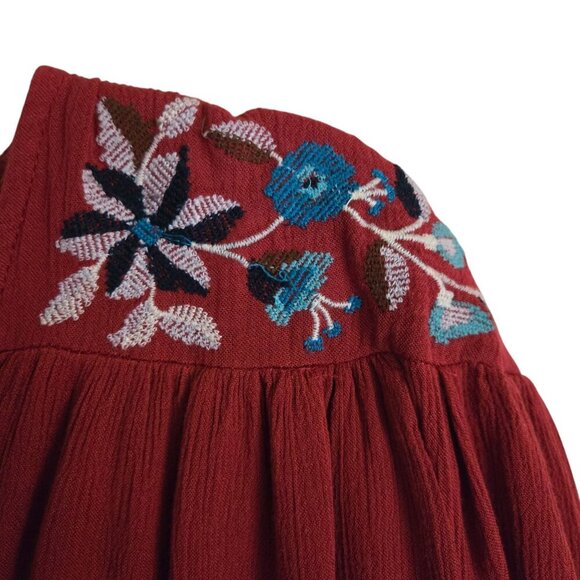 Free People Te Amo Embroidered Flare Sleeve V Neck Babydoll Swing Dress Size M - Picture 9 of 13